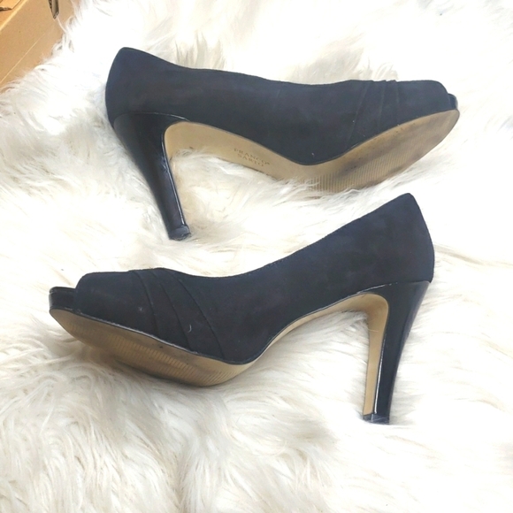 FRANCO SARTO Victor Suede Open Toe High Heel Pumps Black peep toe 8.5M - Picture 6 of 11